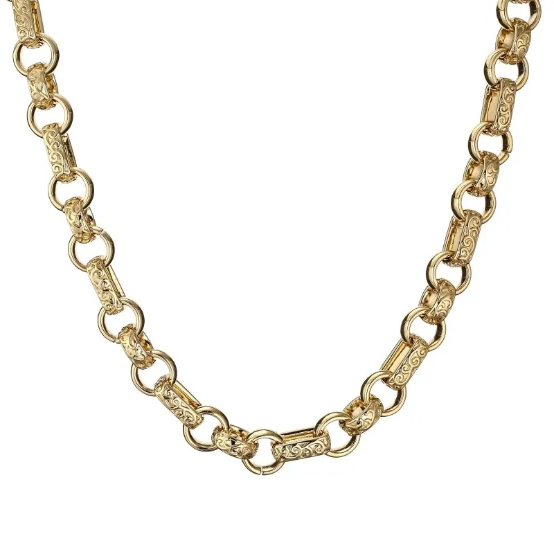 18mm Gold Filled Ornate Gypsy Link Belcher Chain 30 Inch