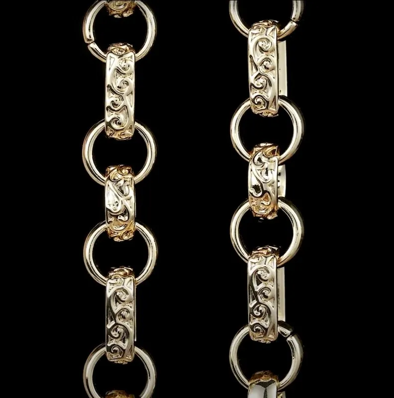 18mm Gold Filled Ornate Gypsy Link Belcher Chain 30 Inch
