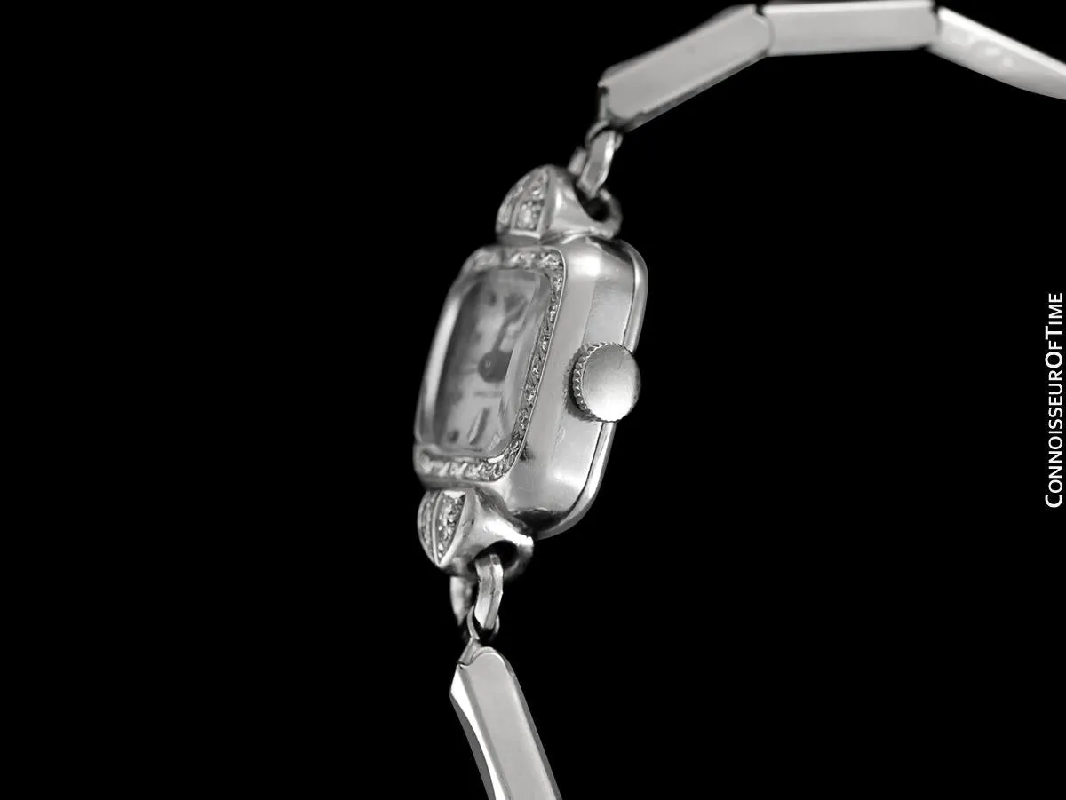 1940's Rolex Ladies Vintage Cocktail Watch - 18K White Gold and Diamonds