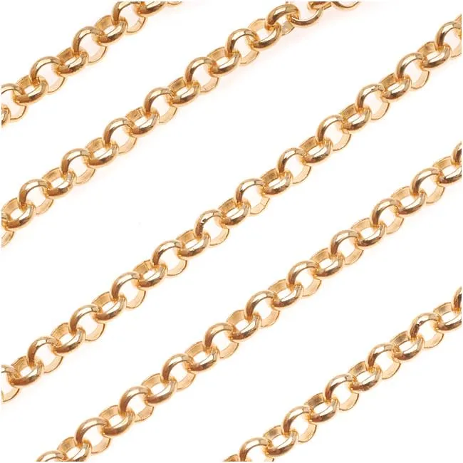 22K Gold Plated Rolo Chain, 4.8mm, by the Foot