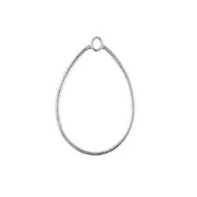 42x32mm Antique Silver Etched Teardrop Hoop