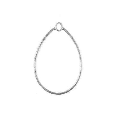 42x32mm Antique Silver Etched Teardrop Hoop
