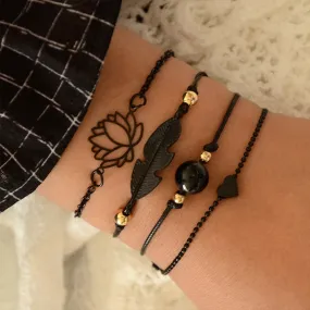 4PCs Black Bracelets