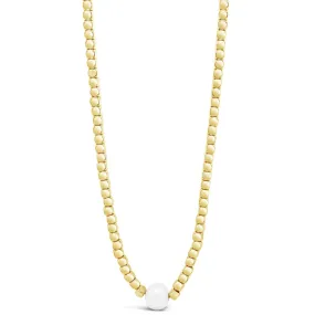 Absolute Gold & Pearl Dainty Cube Necklace