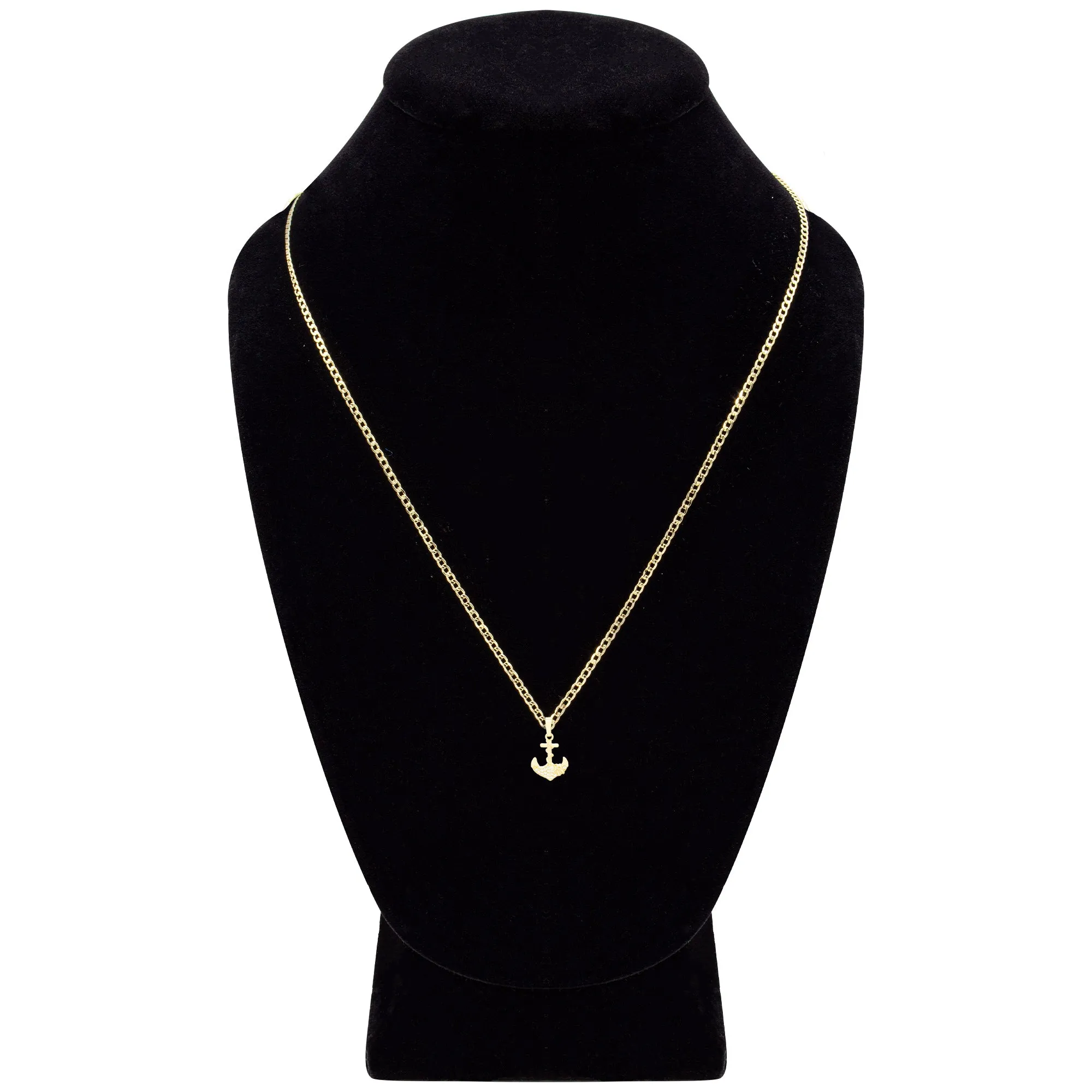 Anchor Cross 1 Cubic Zirconia Pendant 14K Gold Filled Necklace Set
