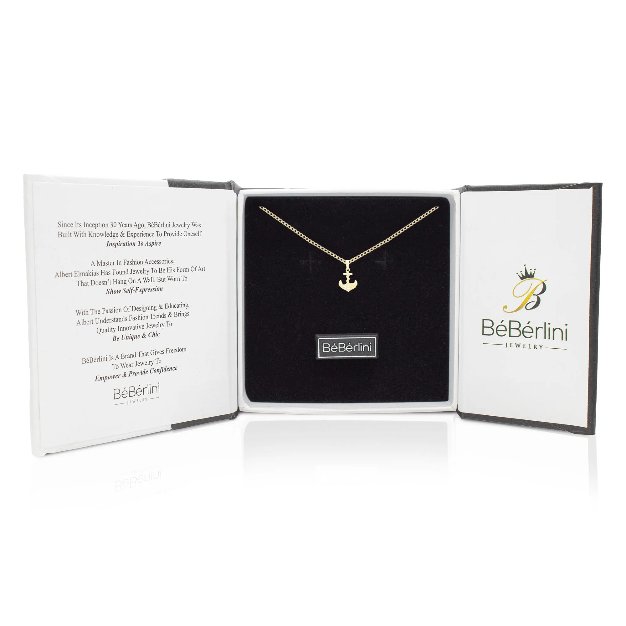 Anchor Cross 1 Cubic Zirconia Pendant 14K Gold Filled Necklace Set