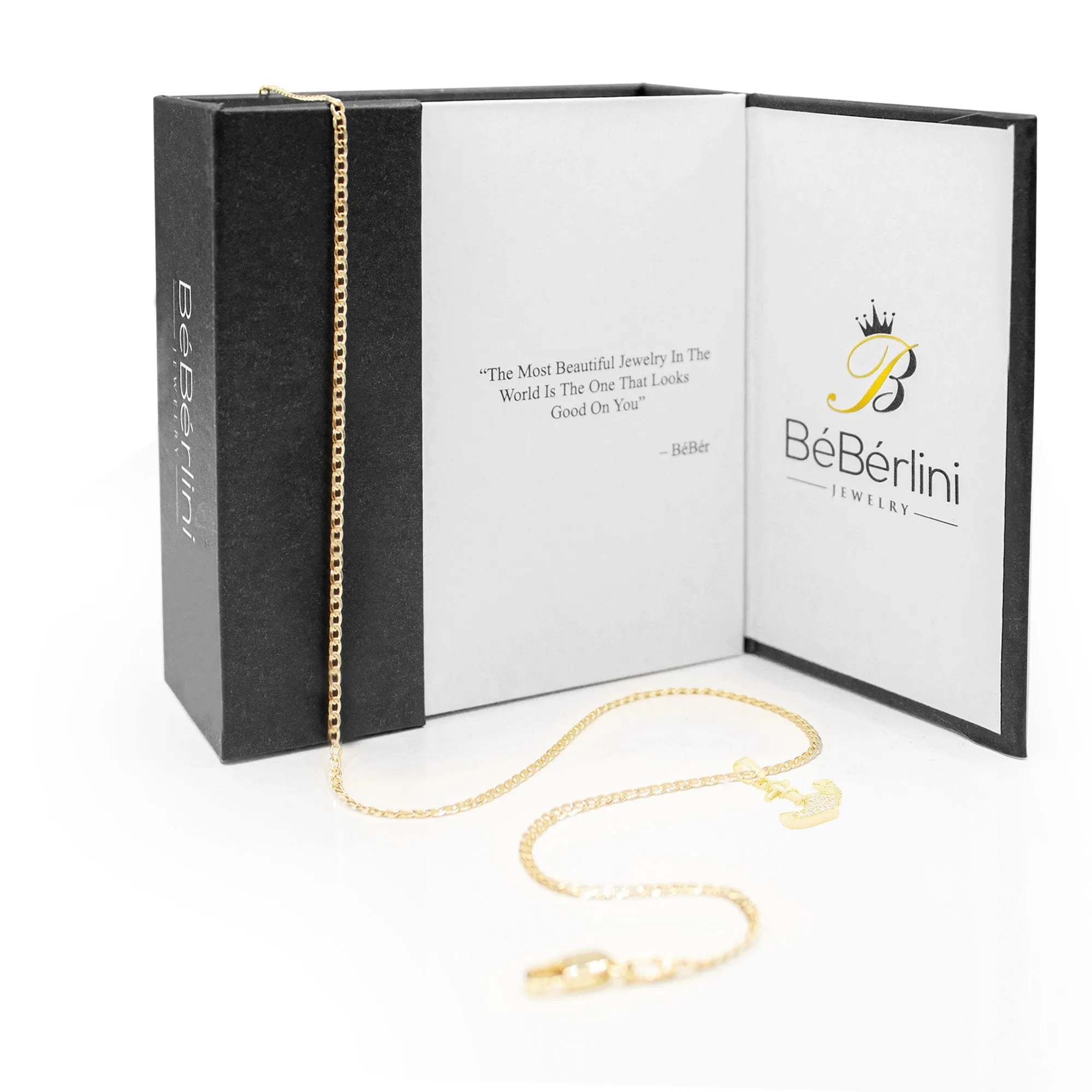 Anchor Cross 1 Cubic Zirconia Pendant 14K Gold Filled Necklace Set