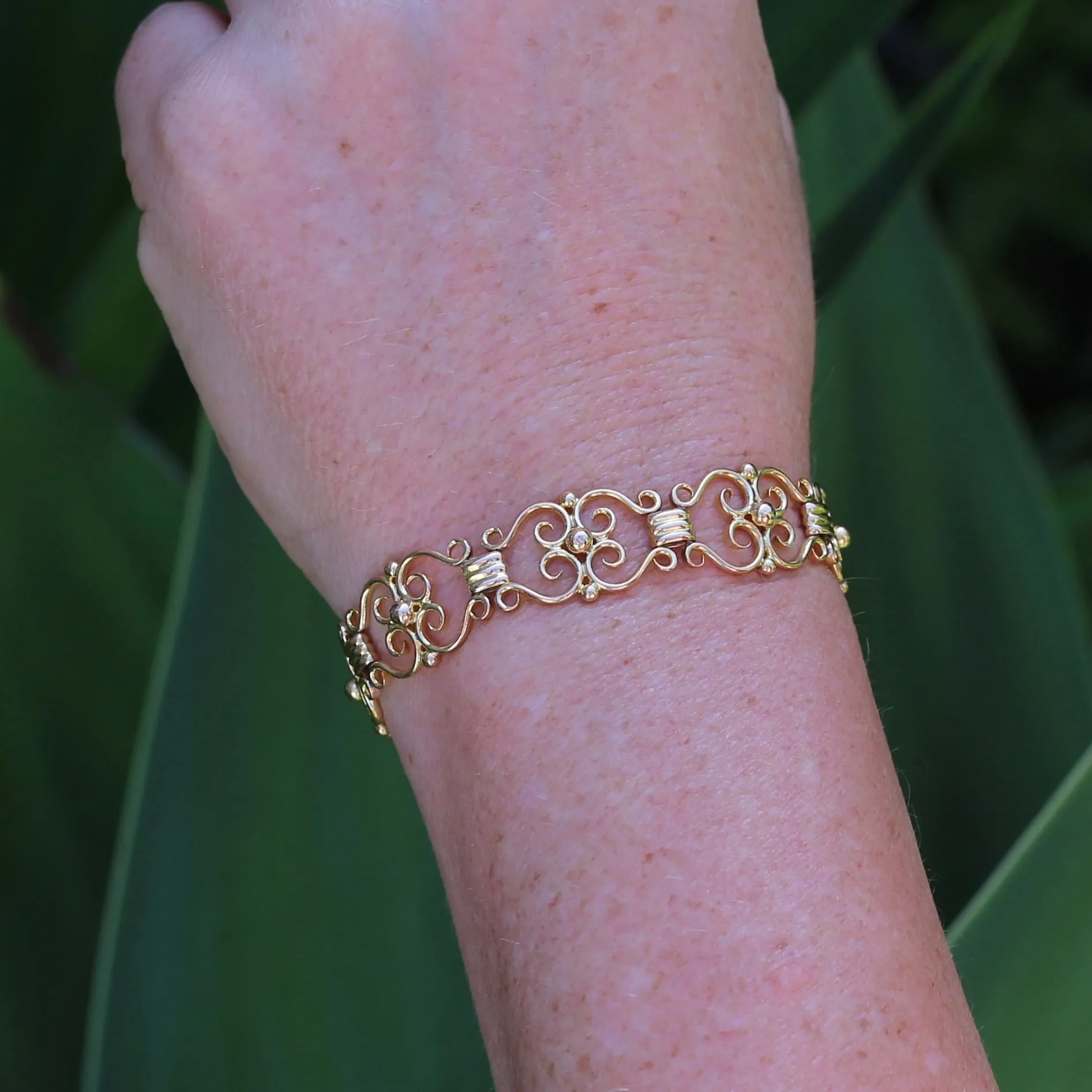 Antique 15ct Gold Fancy Link Patterned Bracelet, 17.2g, 17.5cm