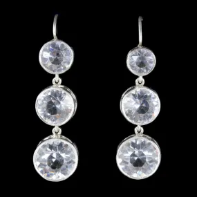Antique Edwardian Drop Earrings Silver Paste Circa 1915