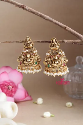 Antique Matte Ganesha Pearl Jumka
