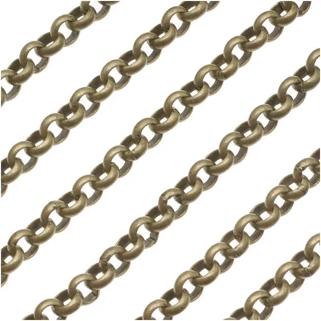 Antiqued Brass Rolo Chain, 5.7mm, by the Foot