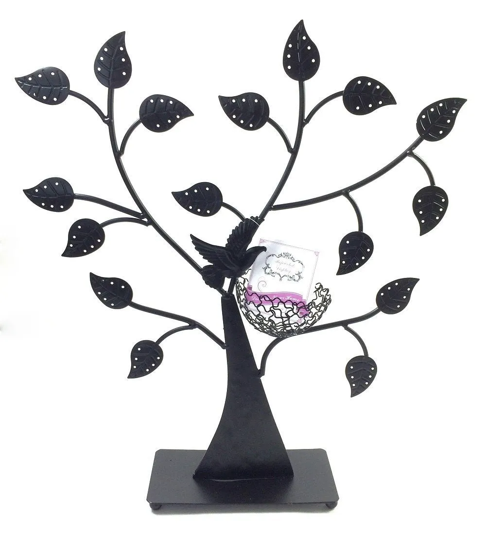 Bejeweled DisplayBird Nest Jewelry Tree Earring Holder~Bracelet Stand~Necklace Organizer Jewelry Display (Black) Black