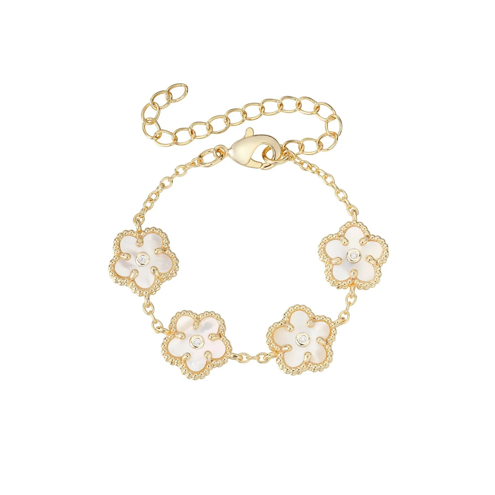 Bejeweled Mother of Pearl Kids Flower Bracelet