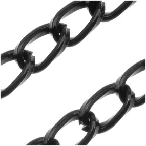 Black Color Aluminum Curb Chain, 5mm, by the Foot