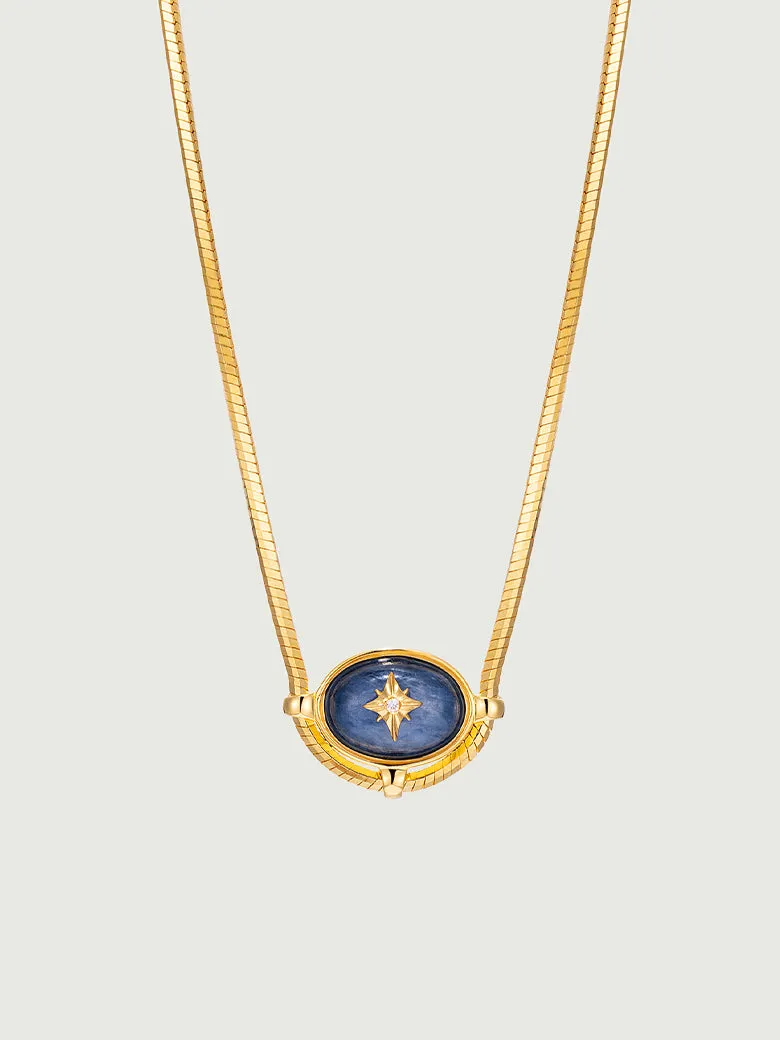 Blue Crystal Signature Charm Necklace
