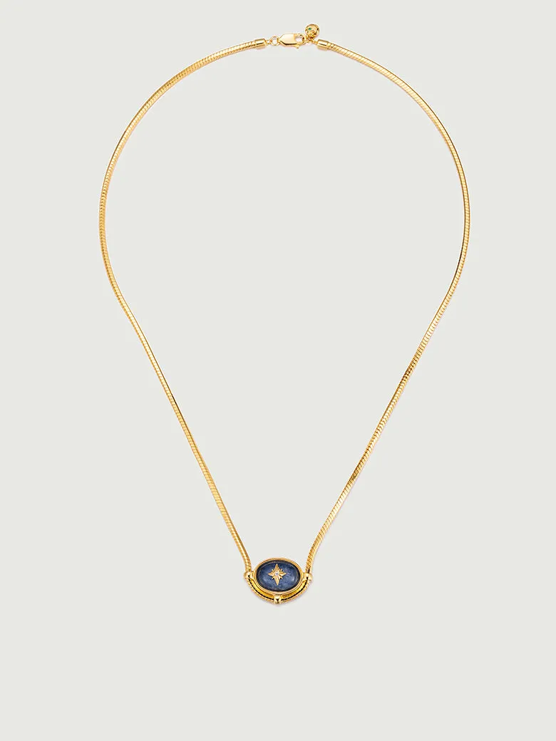 Blue Crystal Signature Charm Necklace