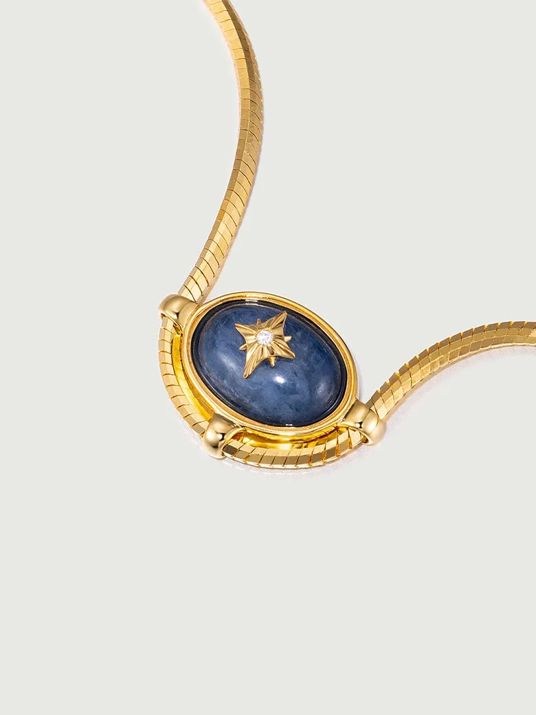 Blue Crystal Signature Charm Necklace