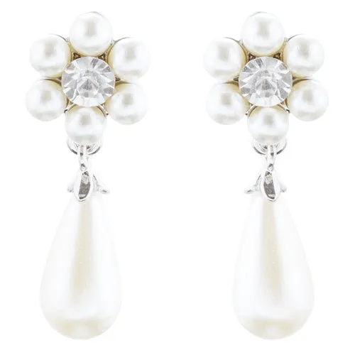 Bridal Wedding Jewelry Set Crystal Rhinestone Pearl Glittering Floral Necklace