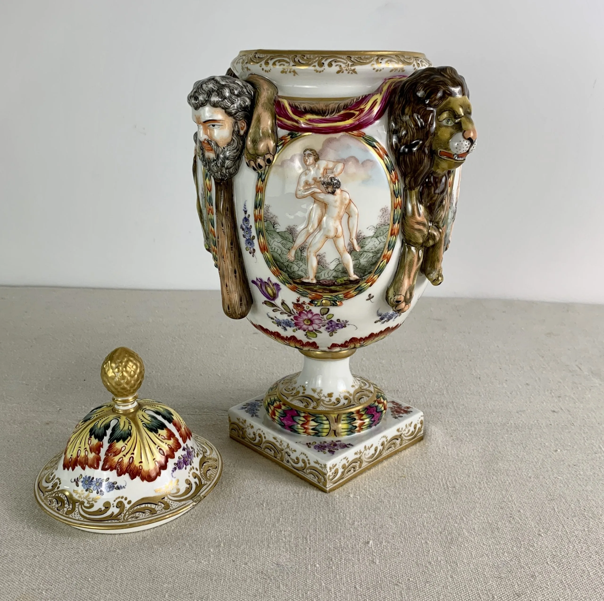 Capodimonte Porcelain Italian Urn, Hand Painted, Vintage