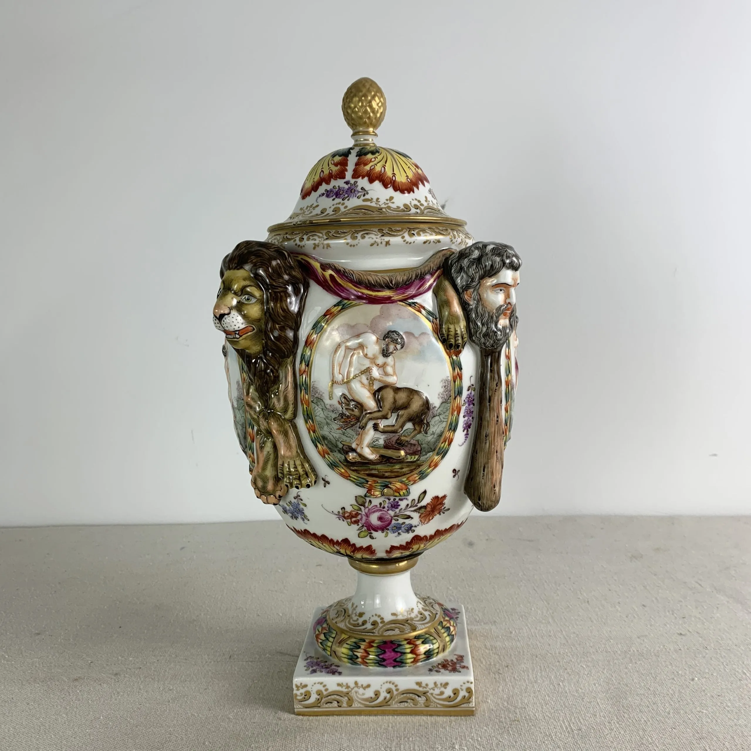 Capodimonte Porcelain Italian Urn, Hand Painted, Vintage