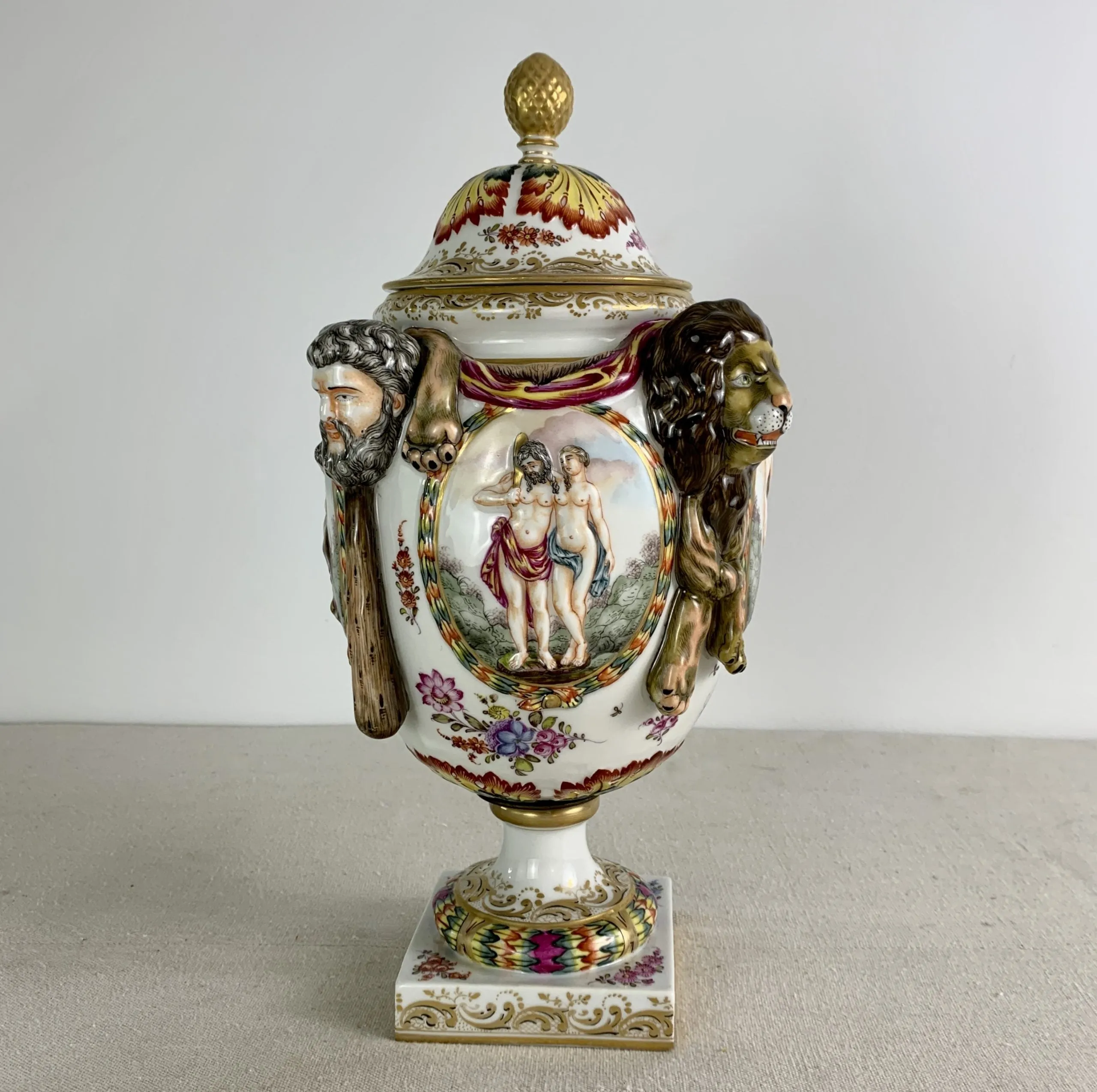 Capodimonte Porcelain Italian Urn, Hand Painted, Vintage