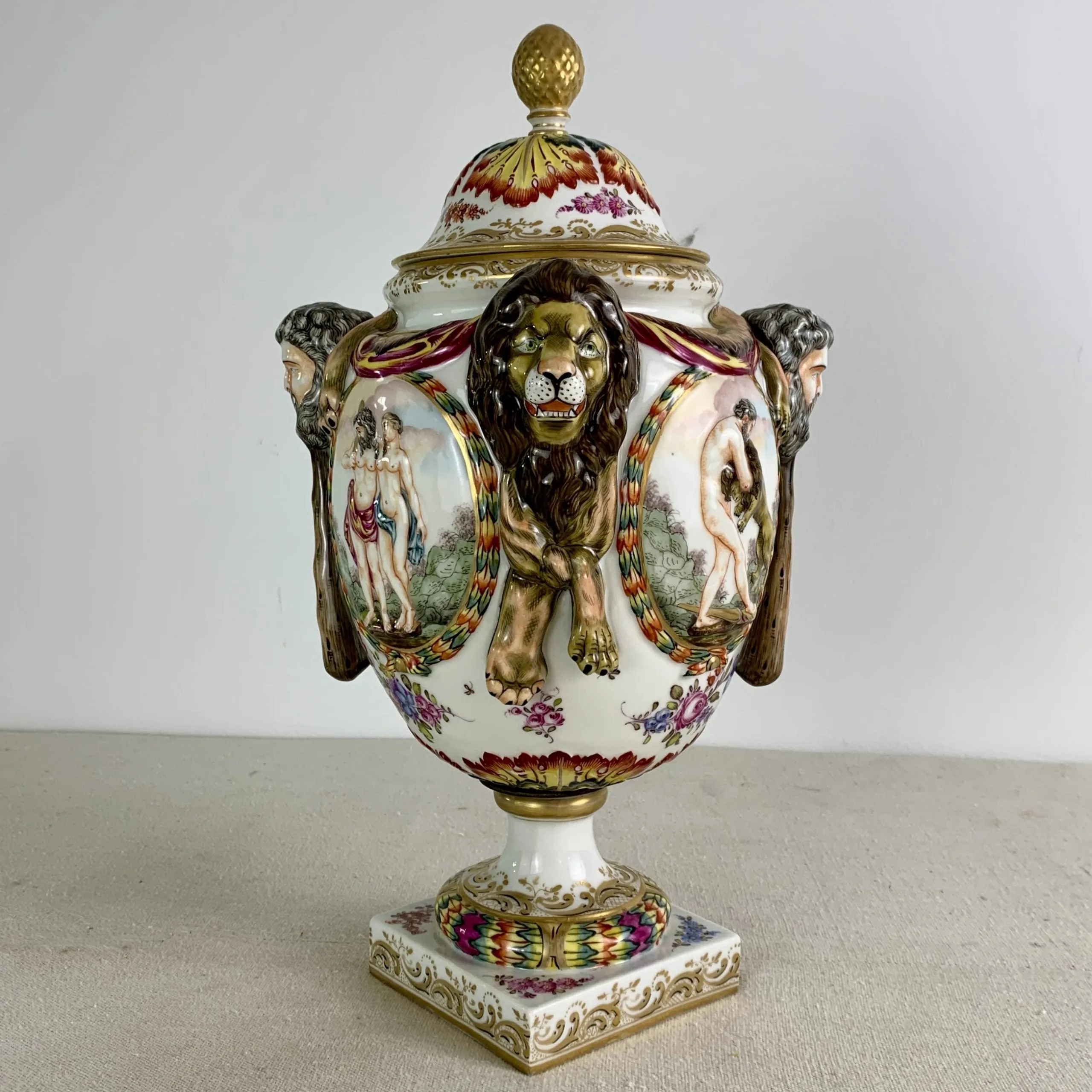 Capodimonte Porcelain Italian Urn, Hand Painted, Vintage