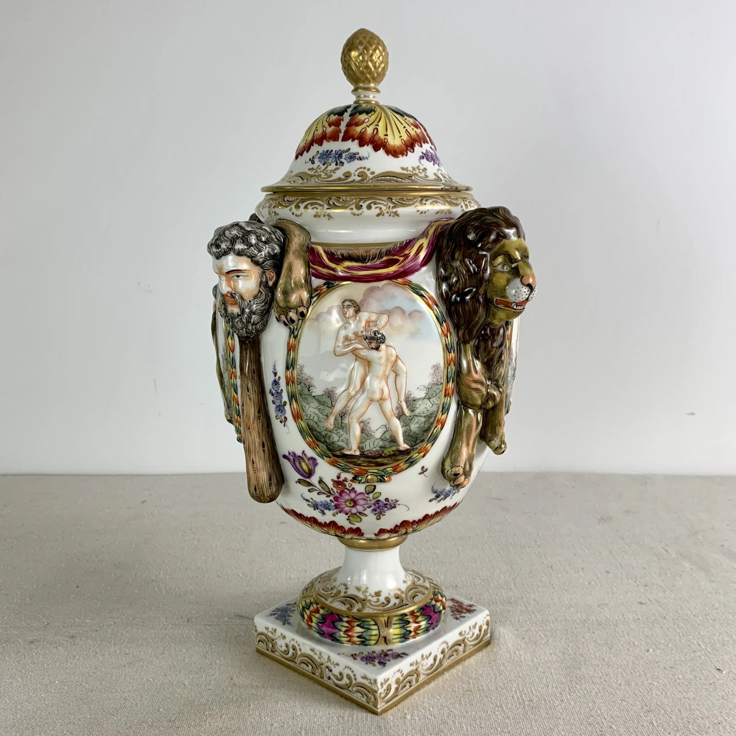 Capodimonte Porcelain Italian Urn, Hand Painted, Vintage