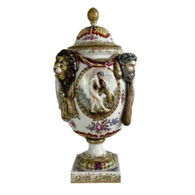 Capodimonte Porcelain Italian Urn, Hand Painted, Vintage