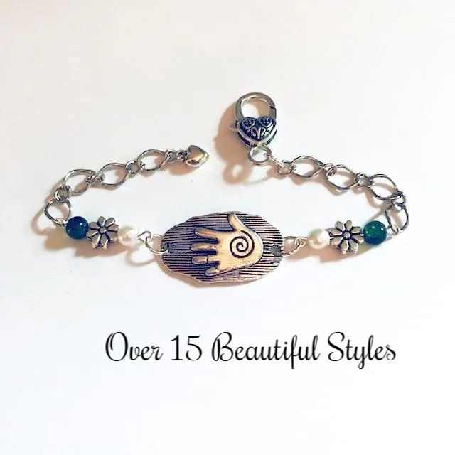 chain bracelets with  swirl centered hand