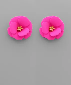 Color Coat Flower Earrings