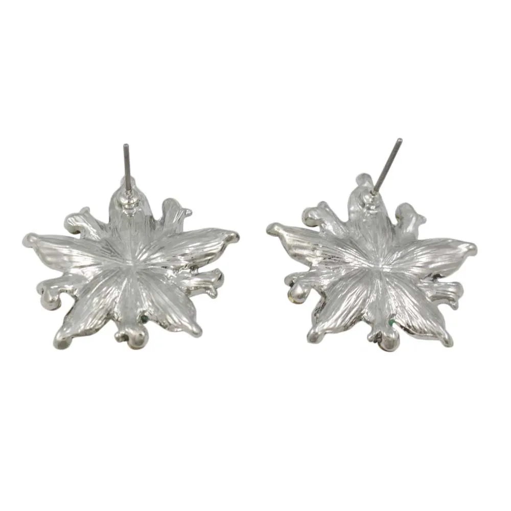 Colorful Enamel and Crystal Flower Pierced Earring - RSN690E