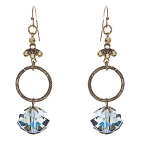Contemporary Fashion Linear Open Circle Glass Beads Dangle Earrings E839 Blue