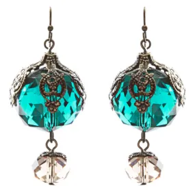 Contemporary Fashion Stunning Linear Glass Beads Dangle Earrings E840 Green