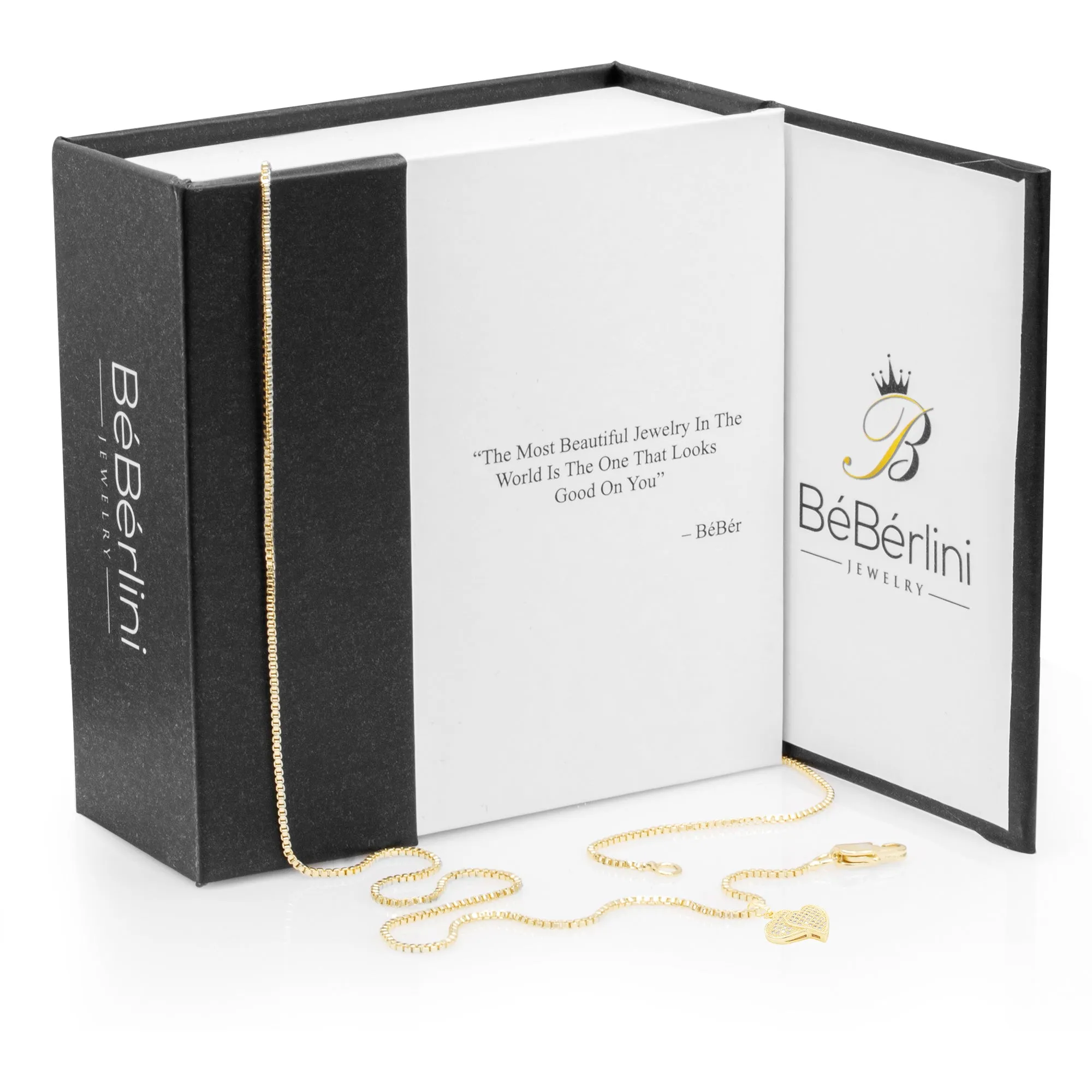 Cubic Zirconia 14K Gold Filled Double Hearts Pendant Necklace Set