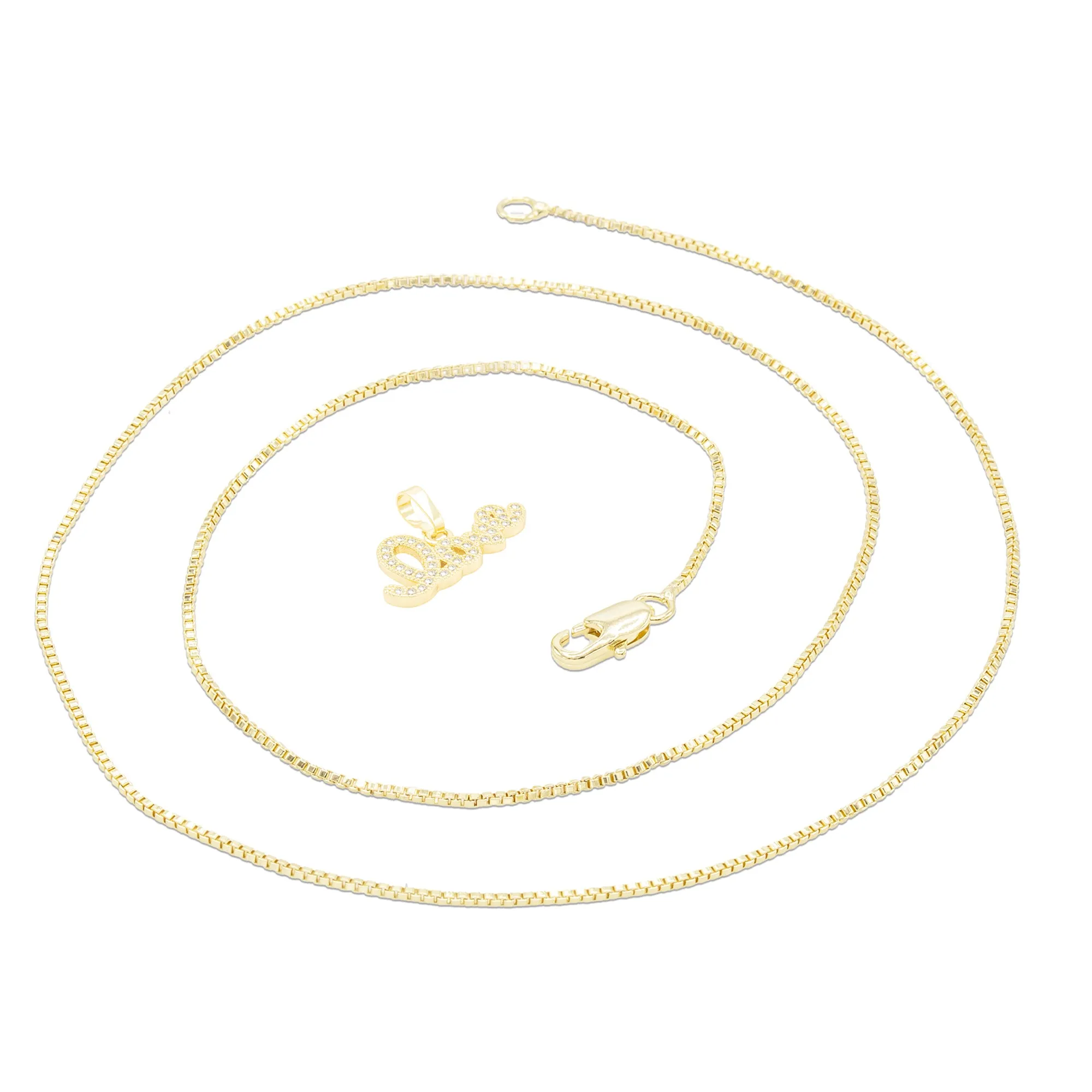 Cubic Zirconia 14K Gold Filled Flying Love Pendant Necklace Set