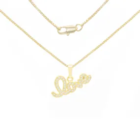 Cubic Zirconia 14K Gold Filled Flying Love Pendant Necklace Set