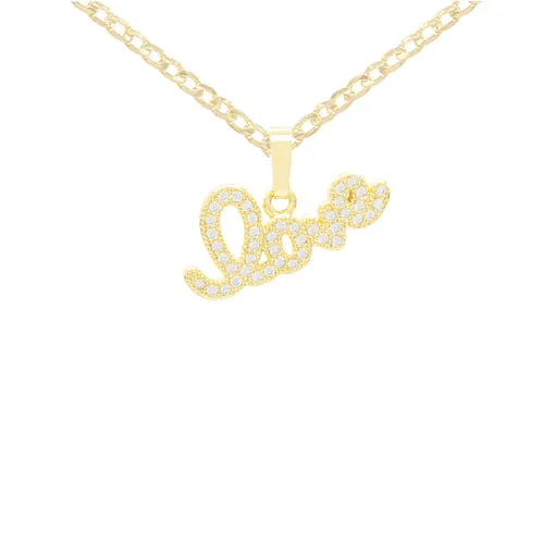 Cubic Zirconia 14K Gold Filled Flying Love Pendant Necklace Set