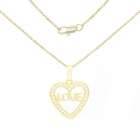Cubic Zirconia 14K Gold Filled Heart Love Pendant Necklace Set