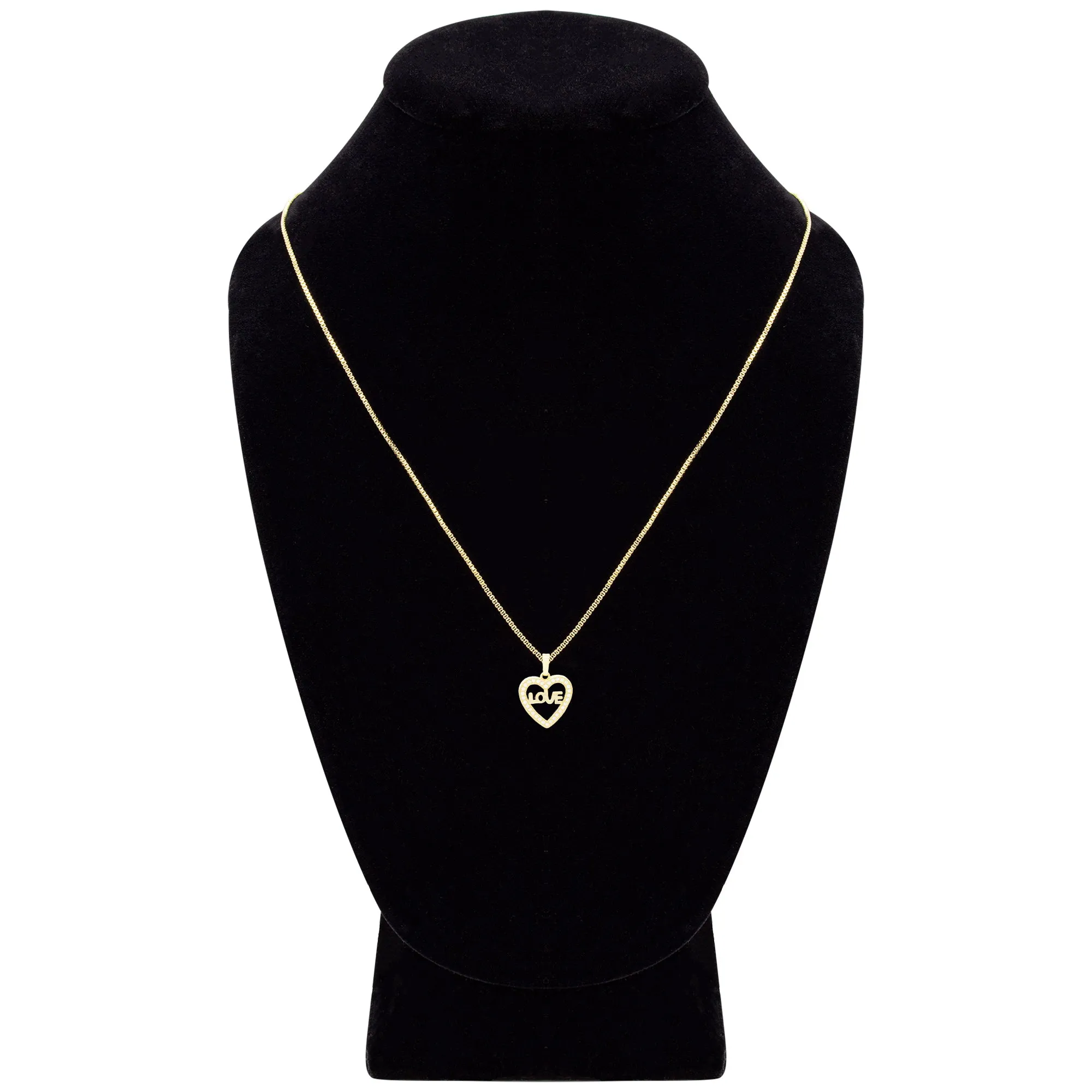 Cubic Zirconia 14K Gold Filled Heart Love Pendant Necklace Set