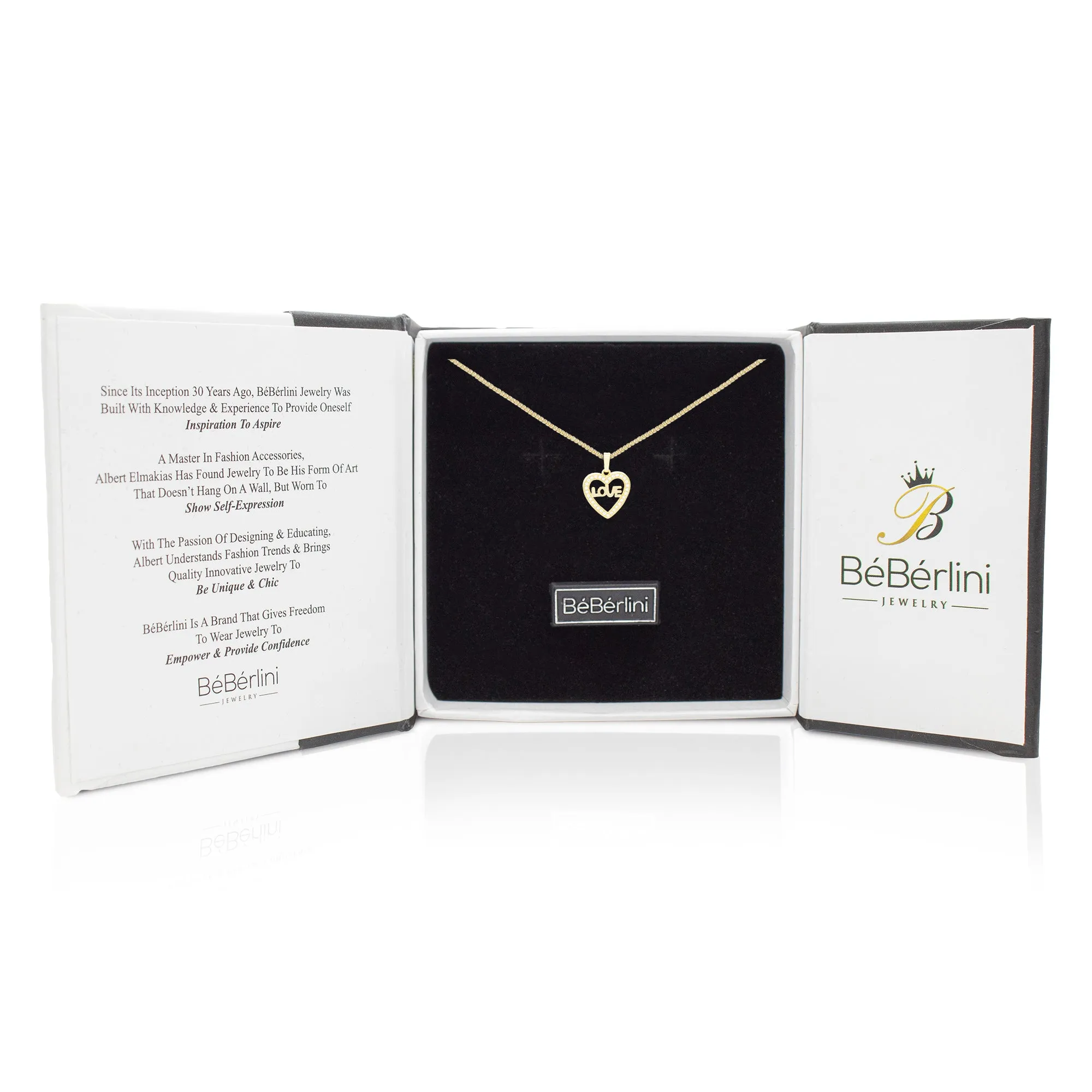 Cubic Zirconia 14K Gold Filled Heart Love Pendant Necklace Set