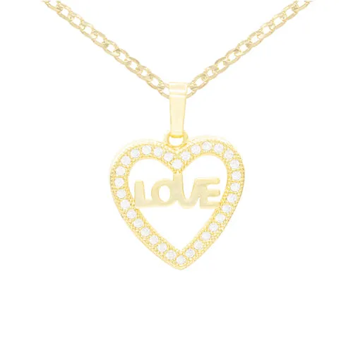 Cubic Zirconia 14K Gold Filled Heart Love Pendant Necklace Set