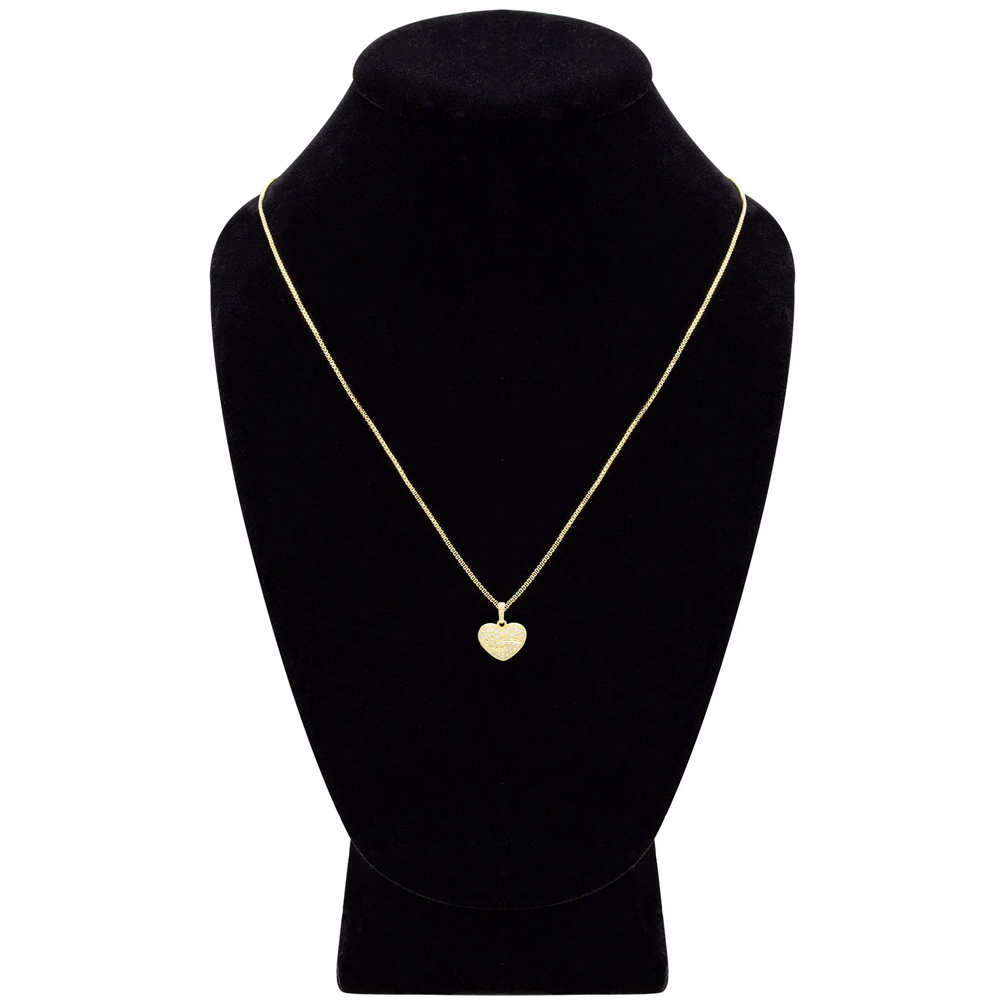 Cubic Zirconia 14K Gold Filled Heart Pendant Necklace Set