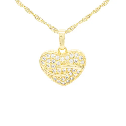 Cubic Zirconia 14K Gold Filled Heart Pendant Necklace Set