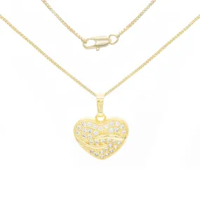 Cubic Zirconia 14K Gold Filled Heart Pendant Necklace Set