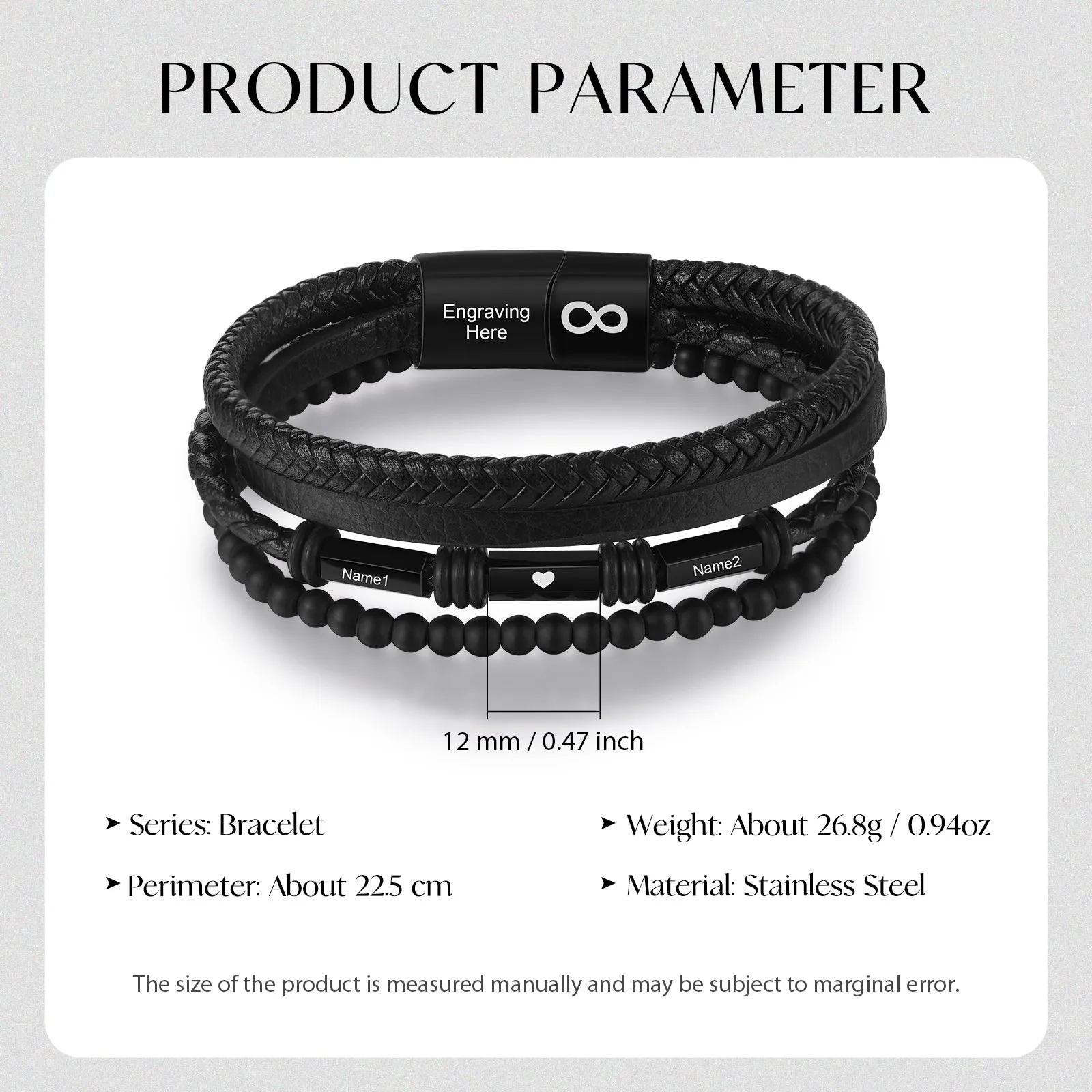 Custom Name Leather Bracelet-Engraved Bracelet For Him