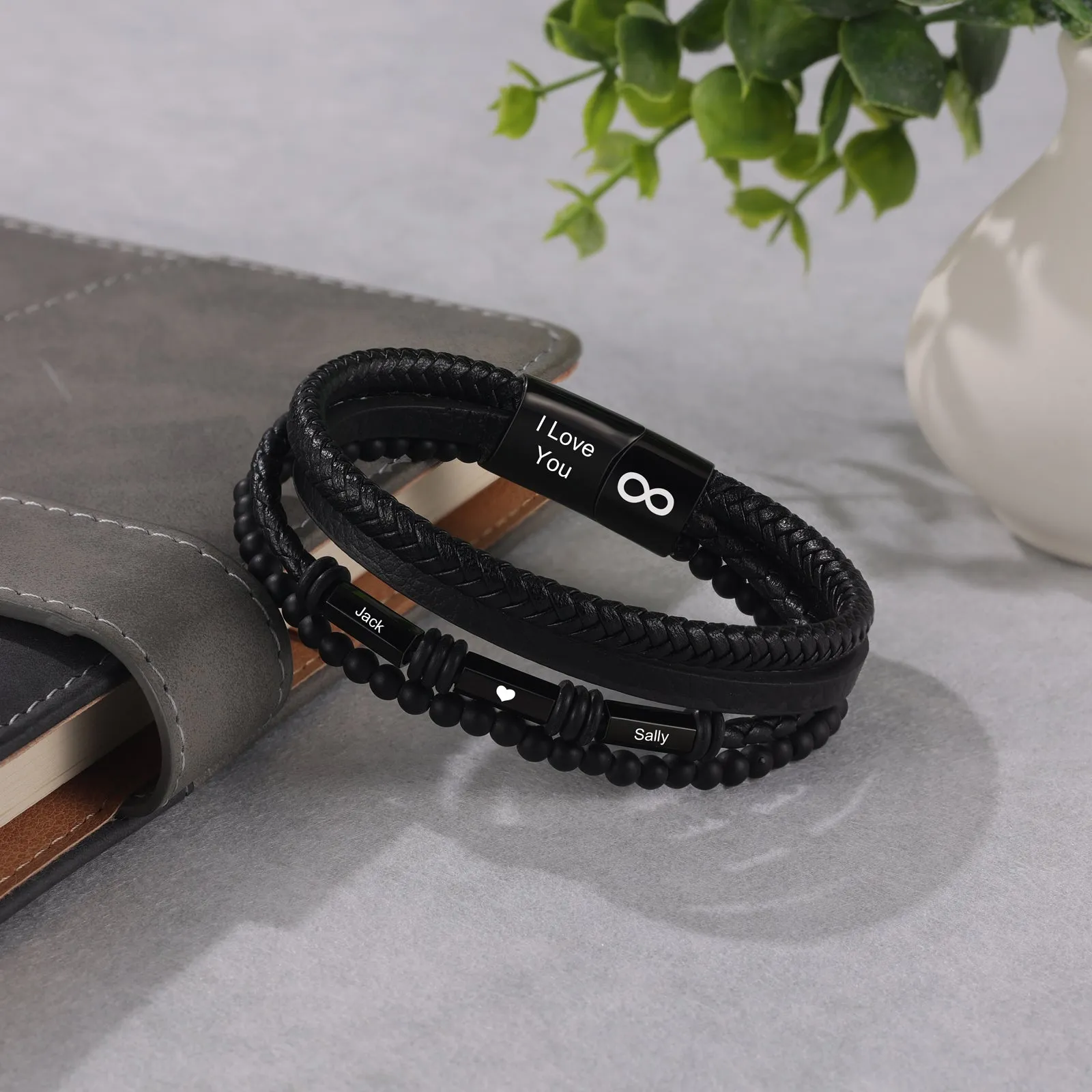 Custom Name Leather Bracelet-Engraved Bracelet For Him