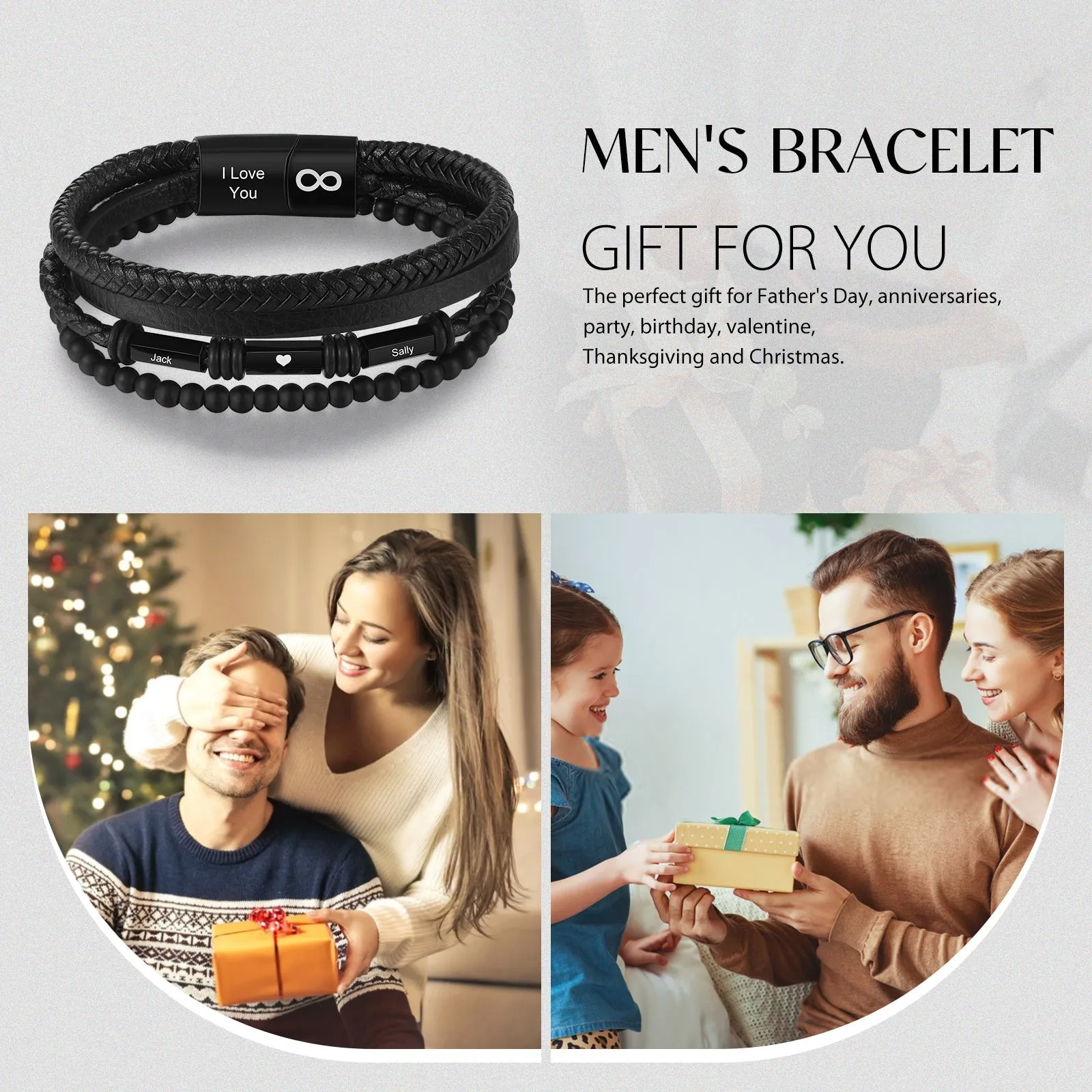 Custom Name Leather Bracelet-Engraved Bracelet For Him