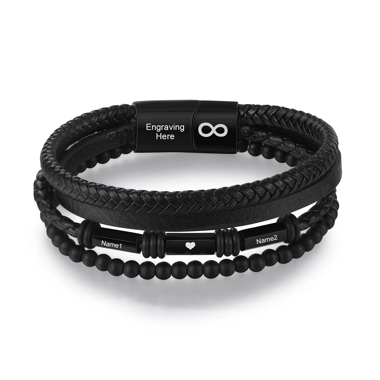 Custom Name Leather Bracelet-Engraved Bracelet For Him