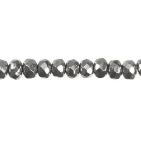 Czech Glass 3x5mm Opaque Chrome Faceted Roundel Bead Strand by Raven's Journey