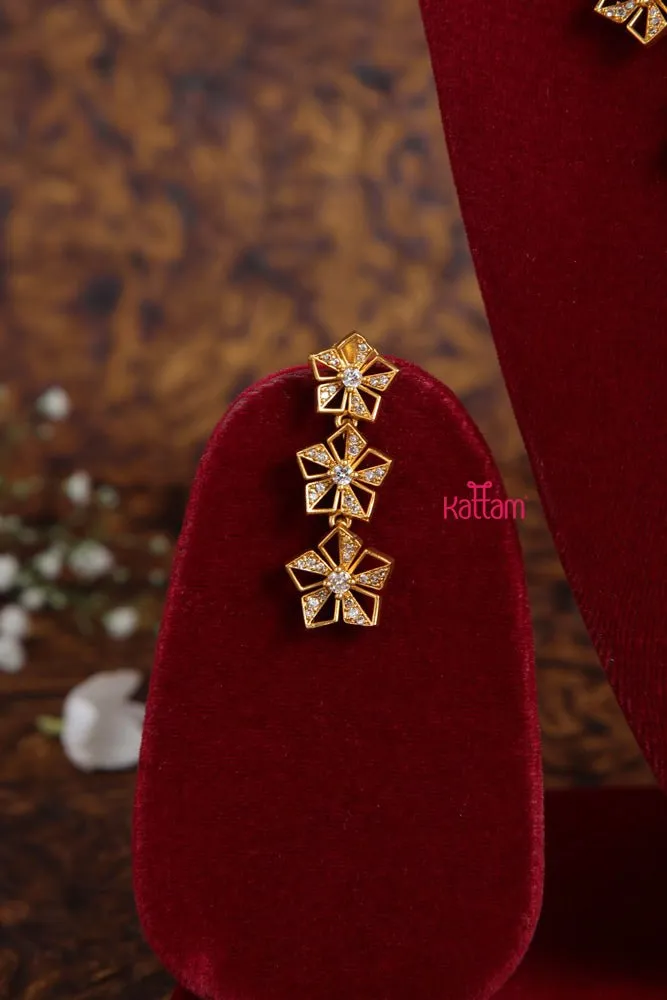 Double Line White Stone Floral Choker